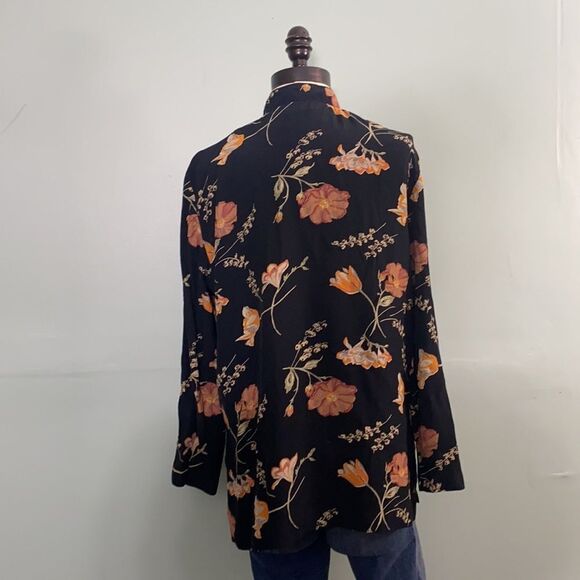 Vintage Floral Mock Neck Long Sleeve Blouse - Picture 2 of 4